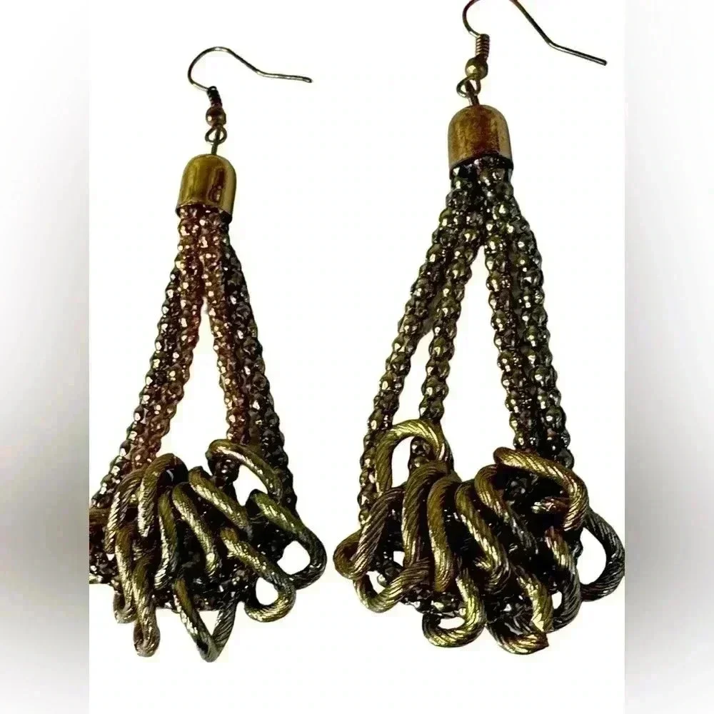 Gold metal chain dabble teardrop earrings women’s jewelry